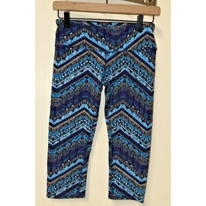 ALO Yoga Women Sz Small Soft Airbrush Crop Icelandic Print Leggings Seaport Blue